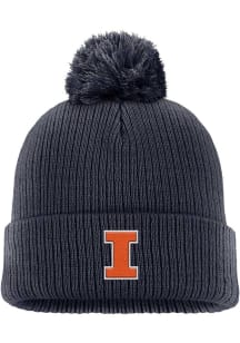 Illinois Fighting Illini Nike C12932 - NK PEAK BEANIE POM Mens Knit Hat - Navy Blue