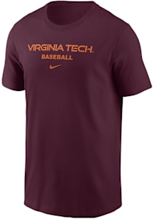 Nike Virginia Tech Hokies Maroon Baseball Core Short Sleeve T Shirt