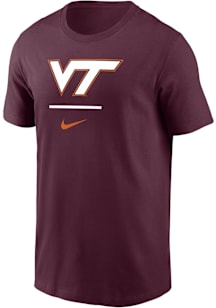 Nike Virginia Tech Hokies Maroon Shield Logo DriFIT Short Sleeve T Shirt