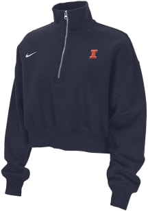 Womens Illinois Fighting Illini Navy Blue Nike Phoenix Qtr Zip