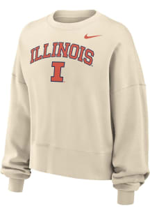 Womens Illinois Fighting Illini Natural Nike Phoenix Crew Sweatshirt