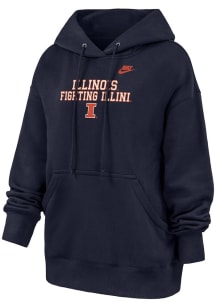 Womens Illinois Fighting Illini Navy Blue Nike Phoenix Hooded Sweatshirt