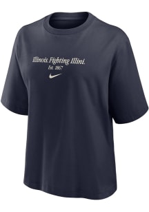 Illinois Fighting Illini Navy Blue Nike Boxy Short Sleeve T-Shirt
