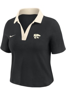 Womens K-State Wildcats Black Nike Crop Short Sleeve Polo Shirt
