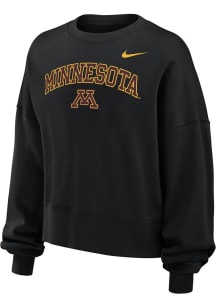 Womens Minnesota Golden Gophers Black Nike Phoenix Crew Sweatshirt