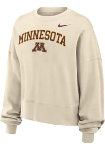 Womens Minnesota Golden Gophers Natural Nike Phoenix Crew Sweatshirt