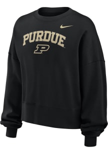 Womens Purdue Boilermakers Black Nike Phoenix Crew Sweatshirt