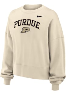 Womens Purdue Boilermakers Natural Nike Phoenix Crew Sweatshirt