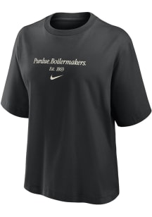 Purdue Boilermakers Black Nike Boxy Short Sleeve T-Shirt