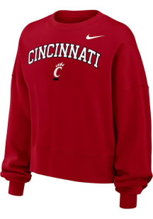 Womens Cincinnati Bearcats Red Nike Phoenix Crew Sweatshirt