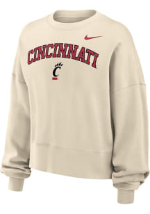 Womens Cincinnati Bearcats Natural Nike Phoenix Crew Sweatshirt