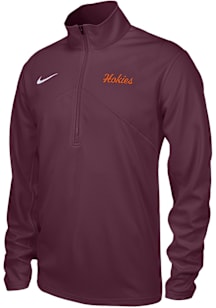 Nike Virginia Tech Hokies Mens Maroon Hokies Script Training Long Sleeve Qtr Zip Pullover