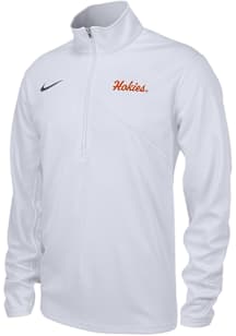 Nike Virginia Tech Hokies Mens White Hokies Script Training Long Sleeve Qtr Zip Pullover
