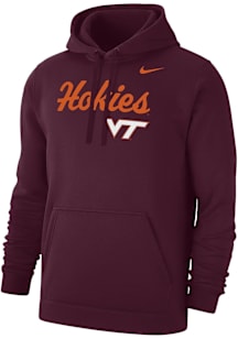 Nike Virginia Tech Hokies Mens Maroon Vintage Hokies Club Fleece Long Sleeve Hoodie