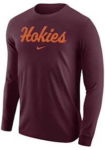 Nike Virginia Tech Hokies Maroon Flat Name Mascot Vault DriFIT Long Sleeve T Shirt