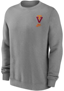 Nike Virginia Tech Hokies Mens Grey Vault Embroidered Club Fleece Long Sleeve Crew Sweatshirt