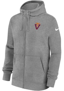 Nike Virginia Tech Hokies Mens Grey Vintage Logo Club Fleece Long Sleeve Full Zip Jacket