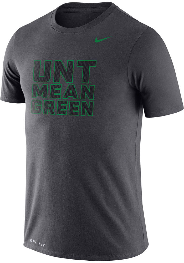 Nike North Texas Mean Green Grey Initials Short Sleeve T Shirt