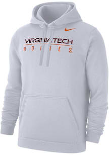 Nike Virginia Tech Hokies Mens White Club Fleece Long Sleeve Hoodie