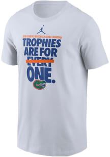 Nike Florida Gators White 2025 Mens Basketball National Champion Slogan Short Sleeve T Shirt