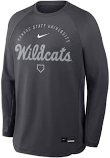 Nike K-State Wildcats Mens Anthracite Baseball Long Sleeve Sweatshirt