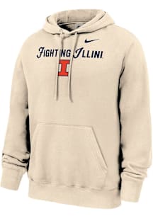 Nike Illinois Fighting Illini Mens Natural Club Fleece Baseball Long Sleeve Hoodie