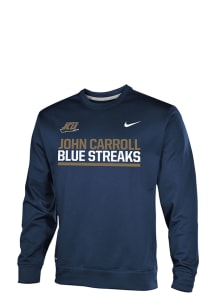 Nike John Carroll Blue Streaks Mens Navy Blue TF Crew Long Sleeve Sweatshirt