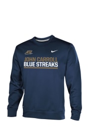 Nike John Carroll Blue Streaks Mens Navy Blue TF Crew Long Sleeve Sweatshirt