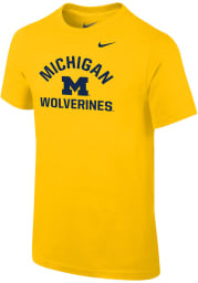 Nike Michigan Wolverines Youth Yellow Core Short Sleeve T-Shirt