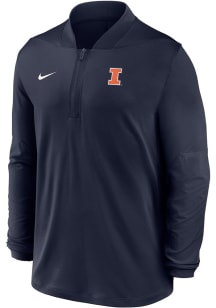 Mens Illinois Fighting Illini Navy Blue Nike 0 Sideline Medium Weight Qtr Zip Pullover