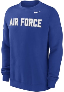 Nike Air Force Falcons Mens Blue 0 Twill Club Long Sleeve Crew Sweatshirt