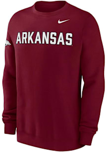 Nike Arkansas Razorbacks Mens Crimson 0 Twill Club Long Sleeve Crew Sweatshirt