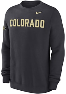 Nike Colorado Buffaloes Mens Anthracite 0 Twill Club Long Sleeve Crew Sweatshirt