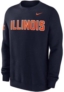 Mens Illinois Fighting Illini Navy Blue Nike 0 Twill Club Crew Sweatshirt
