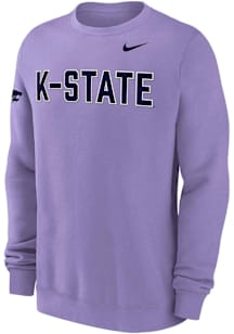 Mens K-State Wildcats Lavender Nike 0 Twill Club Crew Sweatshirt