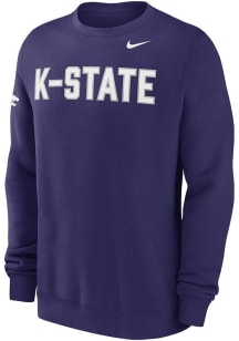 Mens K-State Wildcats Purple Nike 0 Twill Club Crew Sweatshirt