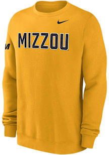 Nike Missouri Tigers Mens Gold 0 Twill Club Long Sleeve Crew Sweatshirt