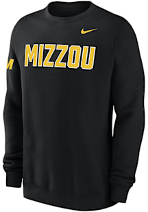 Nike Missouri Tigers Mens Black 0 Twill Club Long Sleeve Crew Sweatshirt