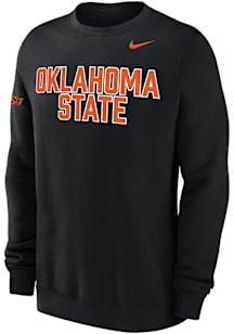 Nike Oklahoma State Cowboys Mens Black 0 Twill Club Long Sleeve Crew Sweatshirt