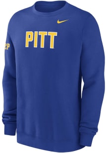 Mens Pitt Panthers Blue Nike 0 Twill Club Crew Sweatshirt