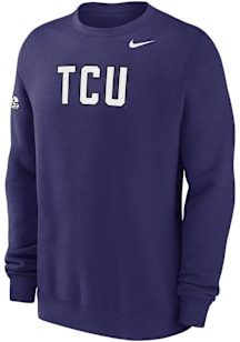 Nike TCU Horned Frogs Mens Purple 0 Twill Club Long Sleeve Crew Sweatshirt