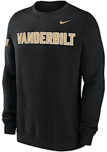 Nike Vanderbilt Commodores Mens Black 0 Twill Club Long Sleeve Crew Sweatshirt