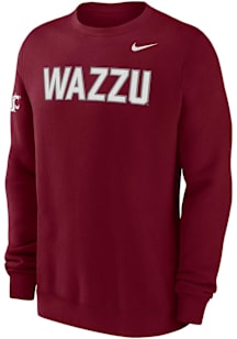 Nike Washington State Cougars Mens Crimson 0 Twill Club Long Sleeve Crew Sweatshirt