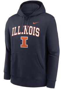 Mens Illinois Fighting Illini Navy Blue Nike 0 Twill Club Hooded Sweatshirt