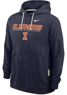 Mens Illinois Fighting Illini Navy Blue Nike 0 Sideline Pullover Hooded Sweatshirt