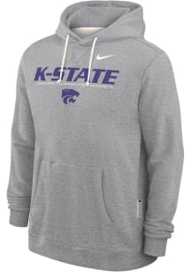 Mens K-State Wildcats Grey Nike 0 Sideline Pullover Hooded Sweatshirt