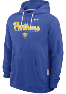 Mens Pitt Panthers Blue Nike 0 Sideline Pullover Hooded Sweatshirt