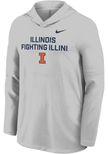 Mens Illinois Fighting Illini Grey Nike 0 Sideline Lightweight Long Sleeve Hoodie