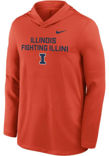 Mens Illinois Fighting Illini Orange Nike 0 Sideline Lightweight Long Sleeve Hoodie