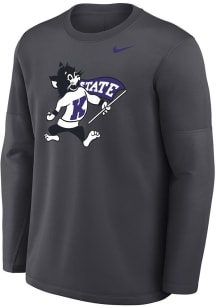Mens K-State Wildcats Grey Nike 0 Sideline Coach Long Sleeve Hoodie